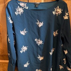 Dark Aqua blouse with floral
